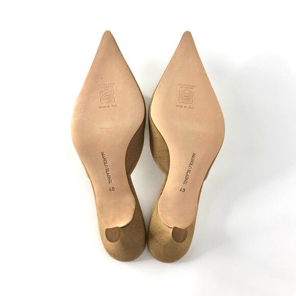 NEW Vintage Manolo Blahnik Shell Embellished Pointed Toe Kitten Heel Mules 40 - Picture 5 of 6